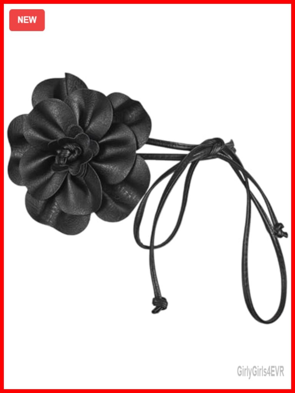 PU Leather Skinny Waist Belt Big Flower Tassel Slim Waistband for Dress Shirt